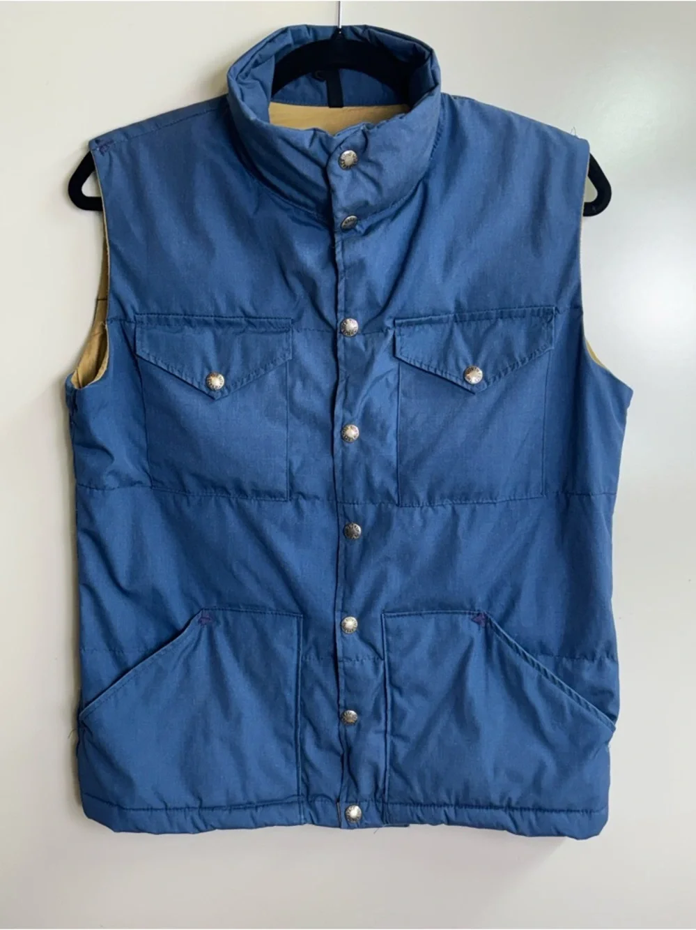 Rare Vintage 70s The North Face Brown Label Down Vest XS Blue